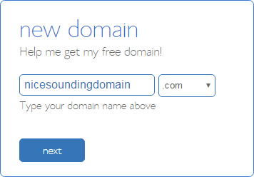 How to Buy a Domain Name - Step 4 - choosing your free domain name